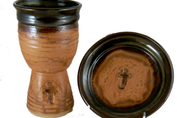 Chalice and Paten Set with Embossed Cross